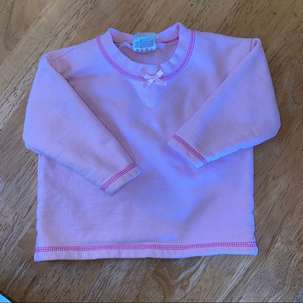Hanes Premium Pink Sweater Sweatshirt Bow Sz 18 Mo